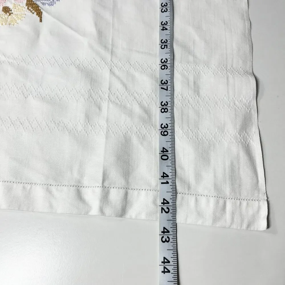 Embroidered Cotton White Table‎ Runners Set of Two 14”x27” & 22.5”x42.5” Cottage